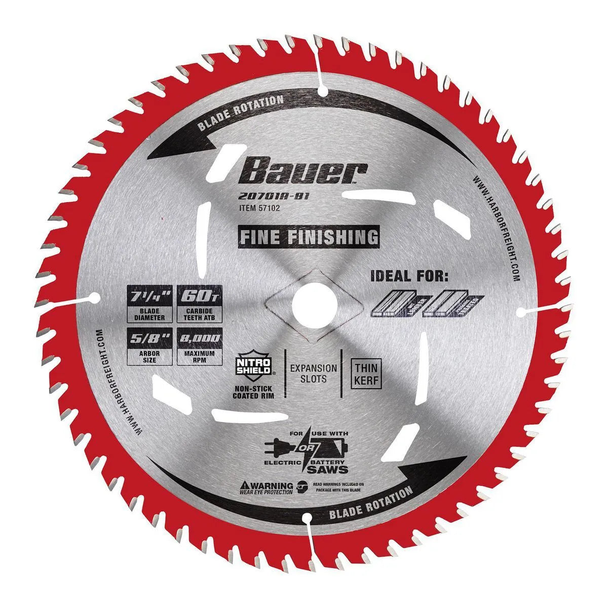 Disco Sierra Circular 7-1/4" 60 Dientes Corte Fino - Bauer