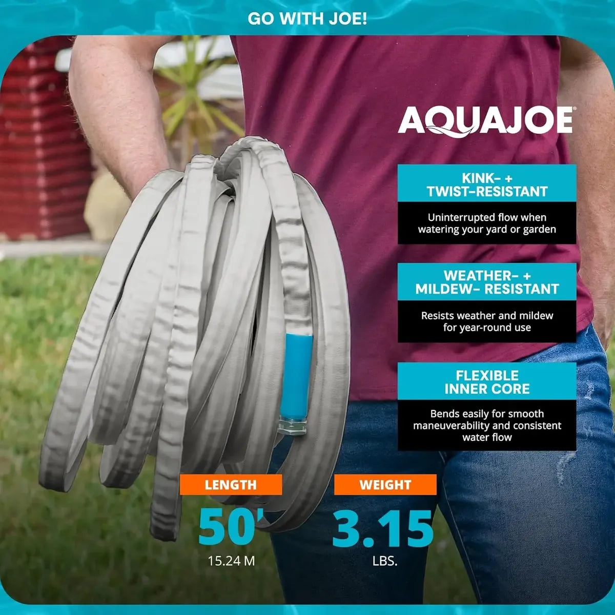 Manguera Aqua Joe Xtreme Fiberjacket 1/2" × 15 M
