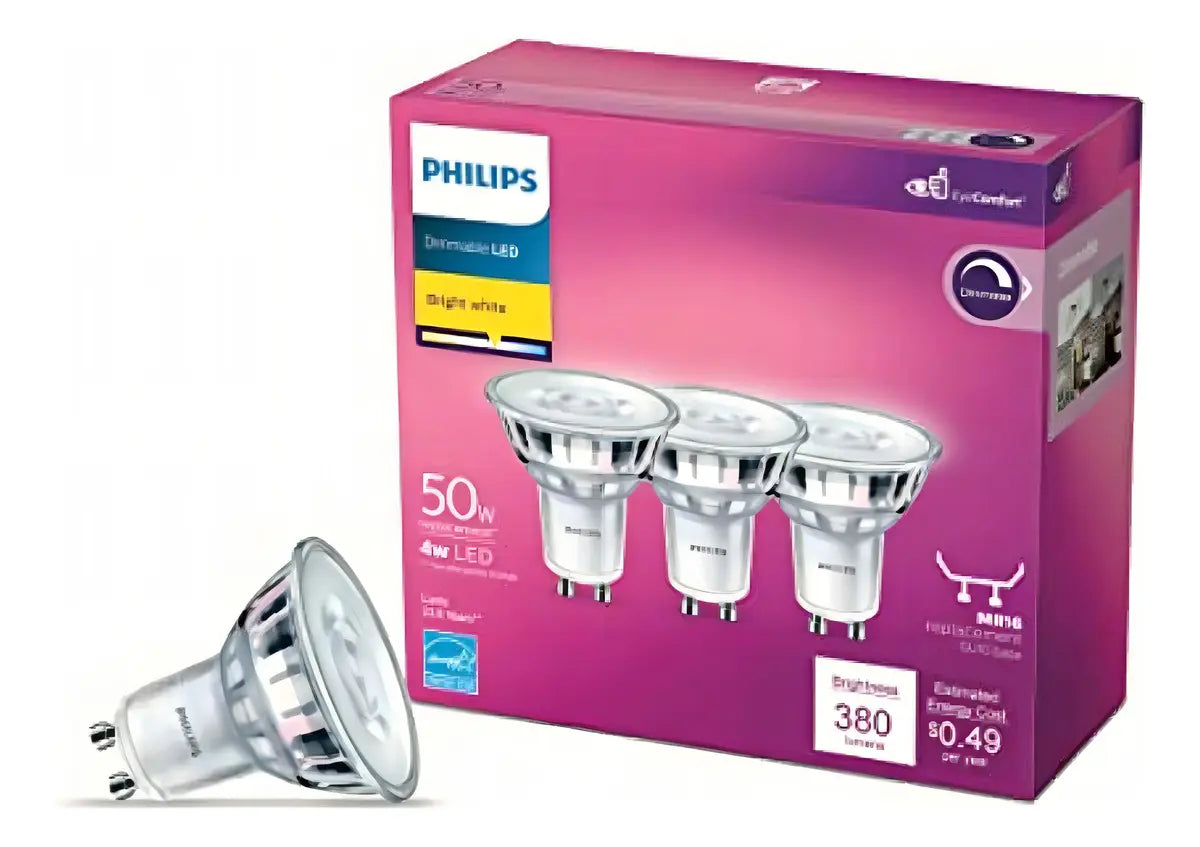 Philips LED MR16 Regulable 50W Equiv. Sin Parpadeo 3 Pack