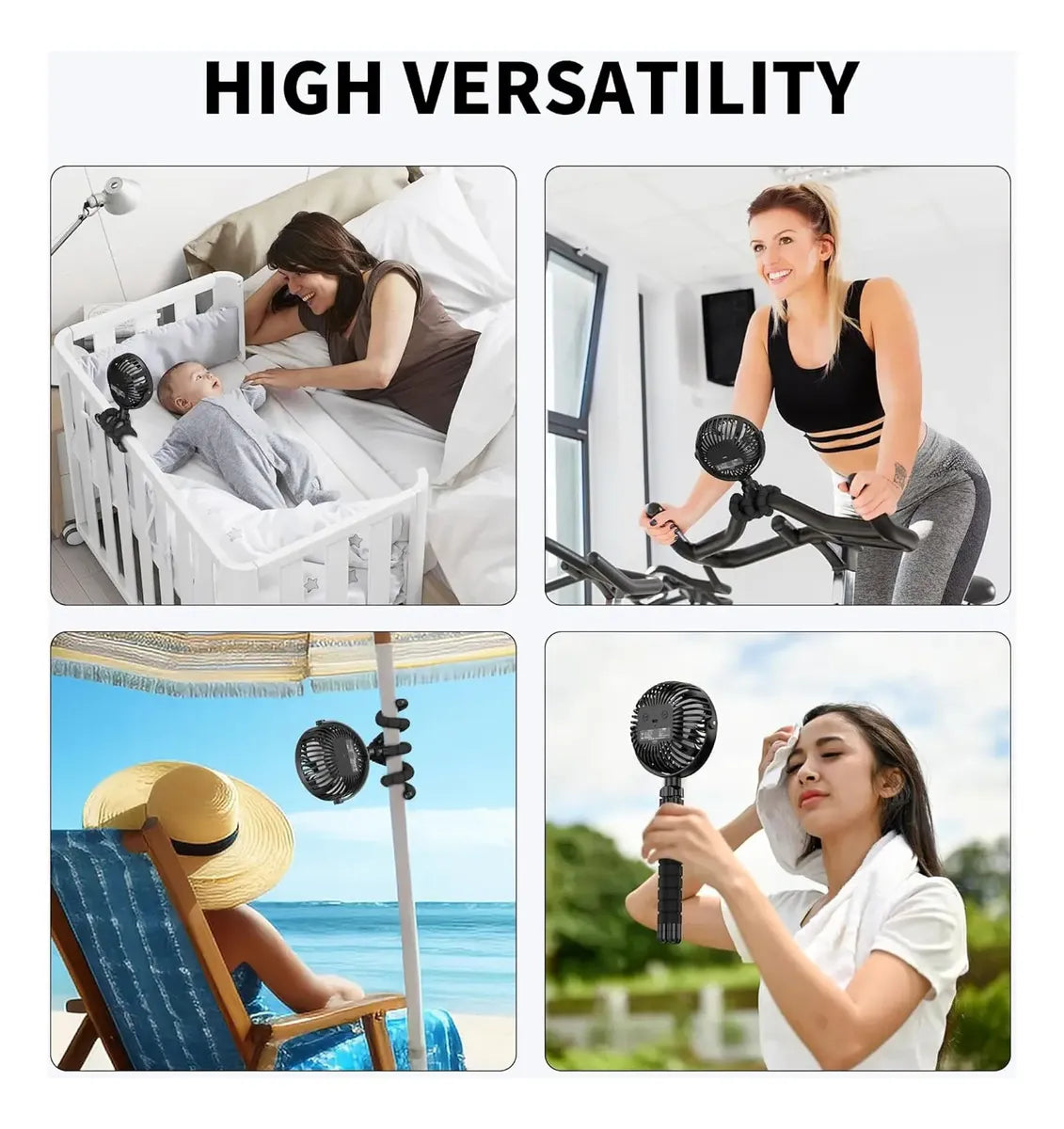 Ventilador Portátil Recargable Con Clip Flexible USB-C