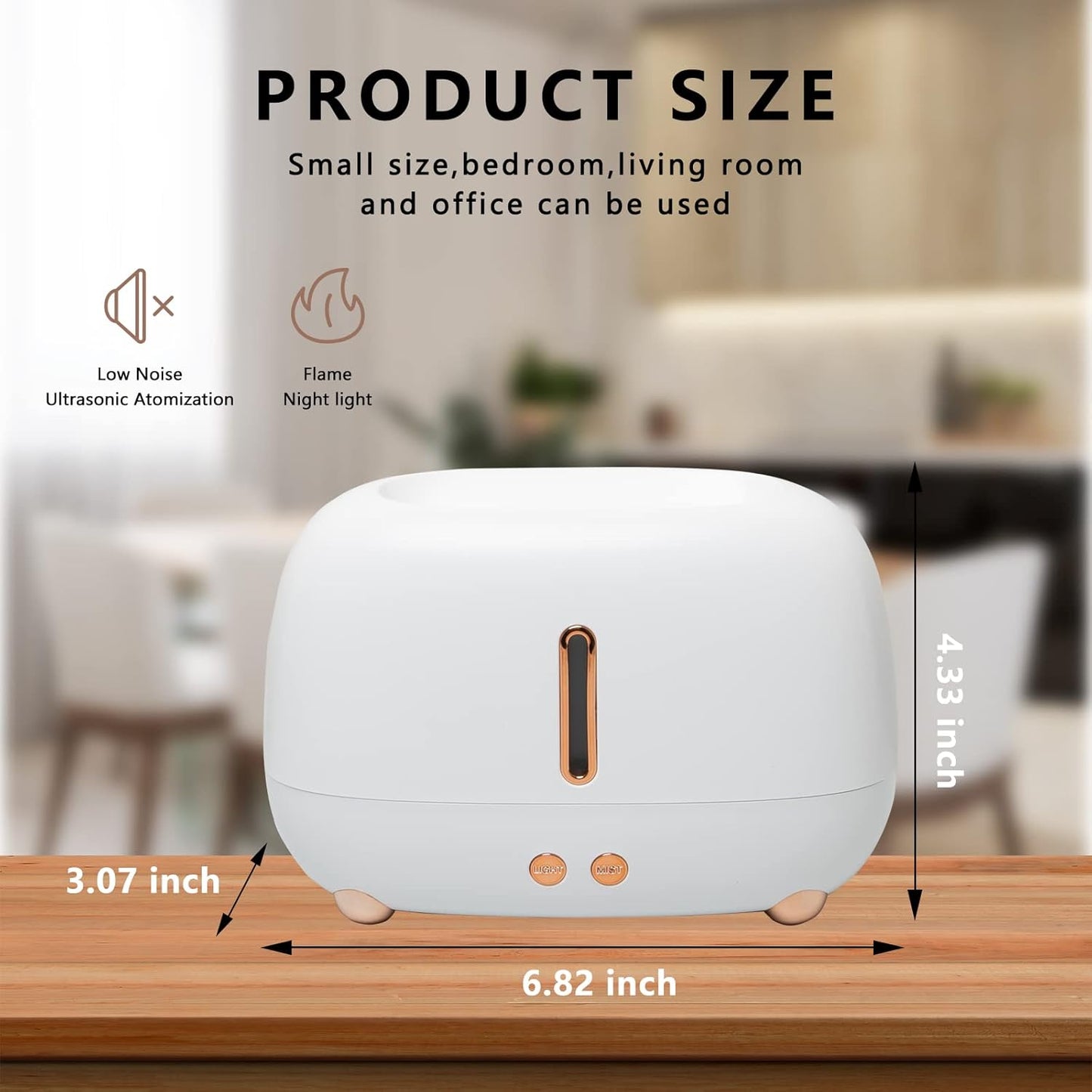 Humidificador Difusor con Efecto Llama LED 250ml - Blanco