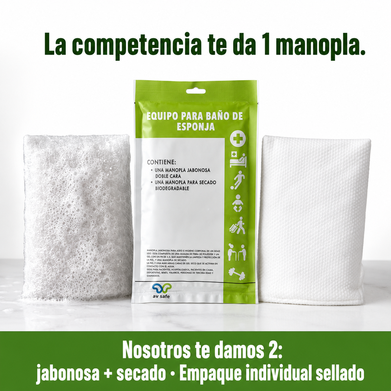 Baño En Seco Manopla Jabonosa + Secado - Av Safe