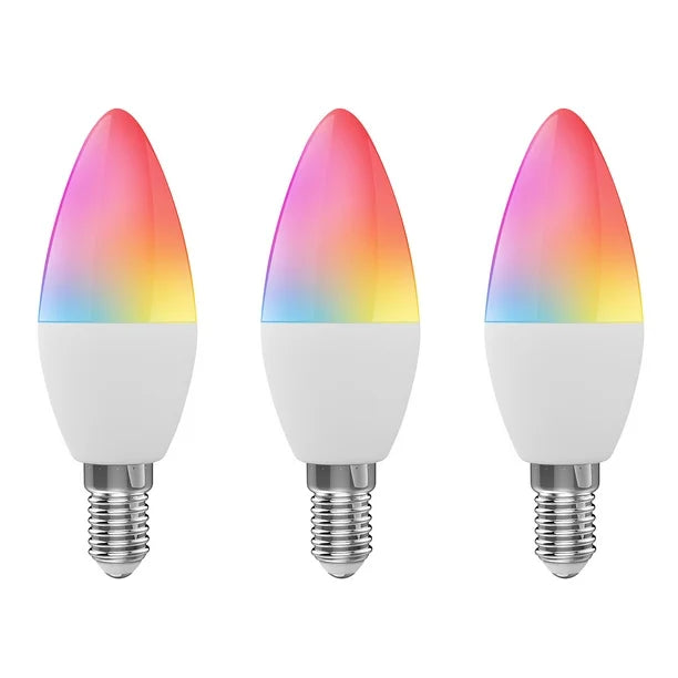 Foco LED RGB WiFi E14 5W Inteligente Multicolor – 3 Pack