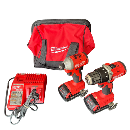 Kit Taladro + Atornillador de Impacto Milwaukee M18 Sin Escobillas 2 Baterías - 3692-22CT (Usado como nuevo)