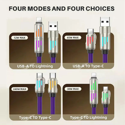 Cable 4 en 1 USB C Lightning Micro USB 240W