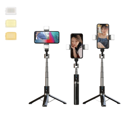 Selfie Stick Tripié con Luz 1.14 m Dual Bluetooth P96D-2  Firm & Steady