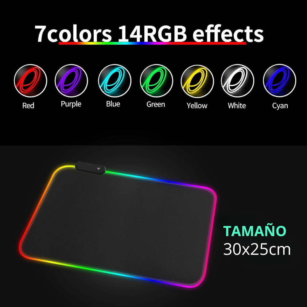 Mouse Pad Gamer RGB LED 35x25 cm Antideslizante JZL001 - ROHZ