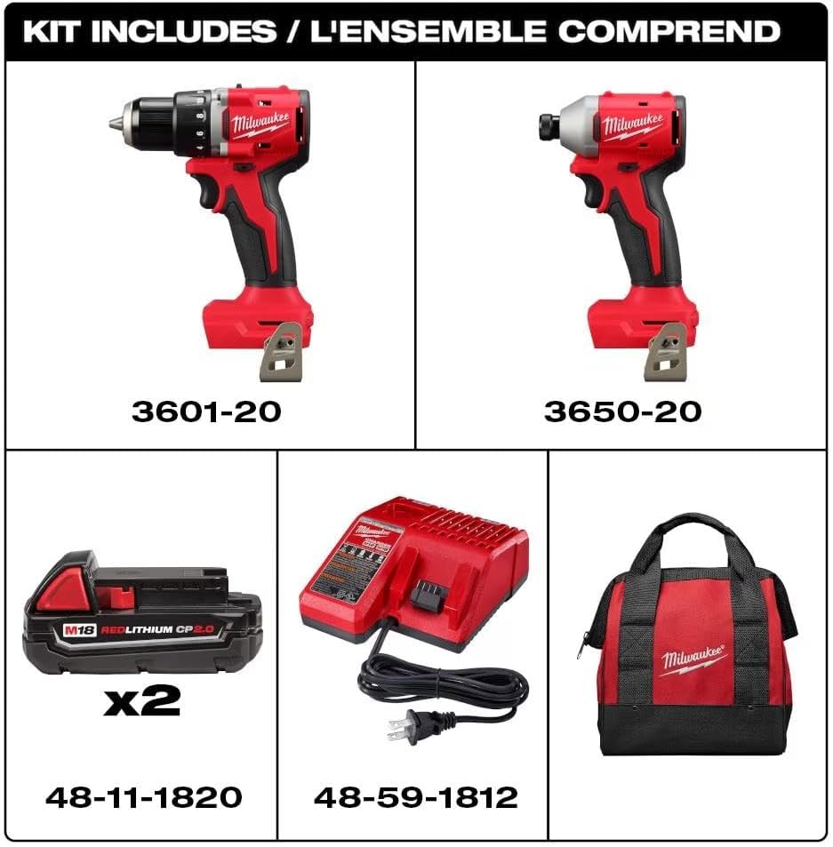 Kit Taladro + Atornillador de Impacto Milwaukee M18 Sin Escobillas 2 Baterías - 3692-22CT (Usado como nuevo)