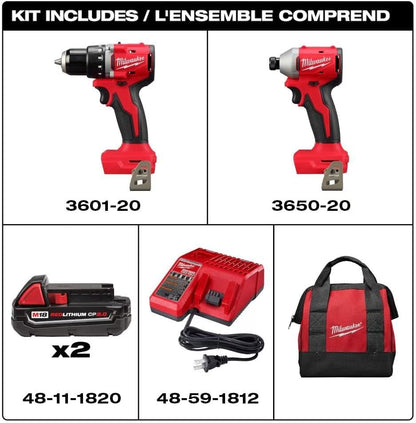 Kit Taladro + Atornillador de Impacto Milwaukee M18 Sin Escobillas 2 Baterías - 3692-22CT (Usado como nuevo)