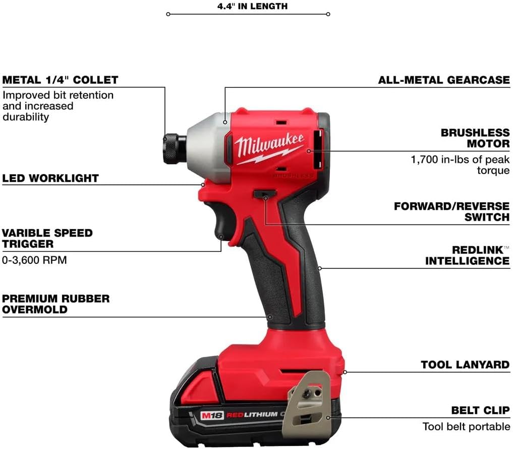 Kit Taladro + Atornillador de Impacto Milwaukee M18 Sin Escobillas 2 Baterías - 3692-22CT (Usado como nuevo)