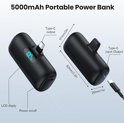 Power Bank USB-C 5000mAh Carga Rápida PD Mini - ROHS (Caja Abierta)