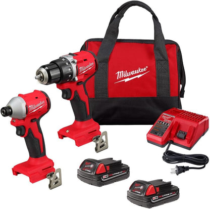 Kit Taladro + Atornillador de Impacto Milwaukee M18 Sin Escobillas 2 Baterías - 3692-22CT (Usado como nuevo)