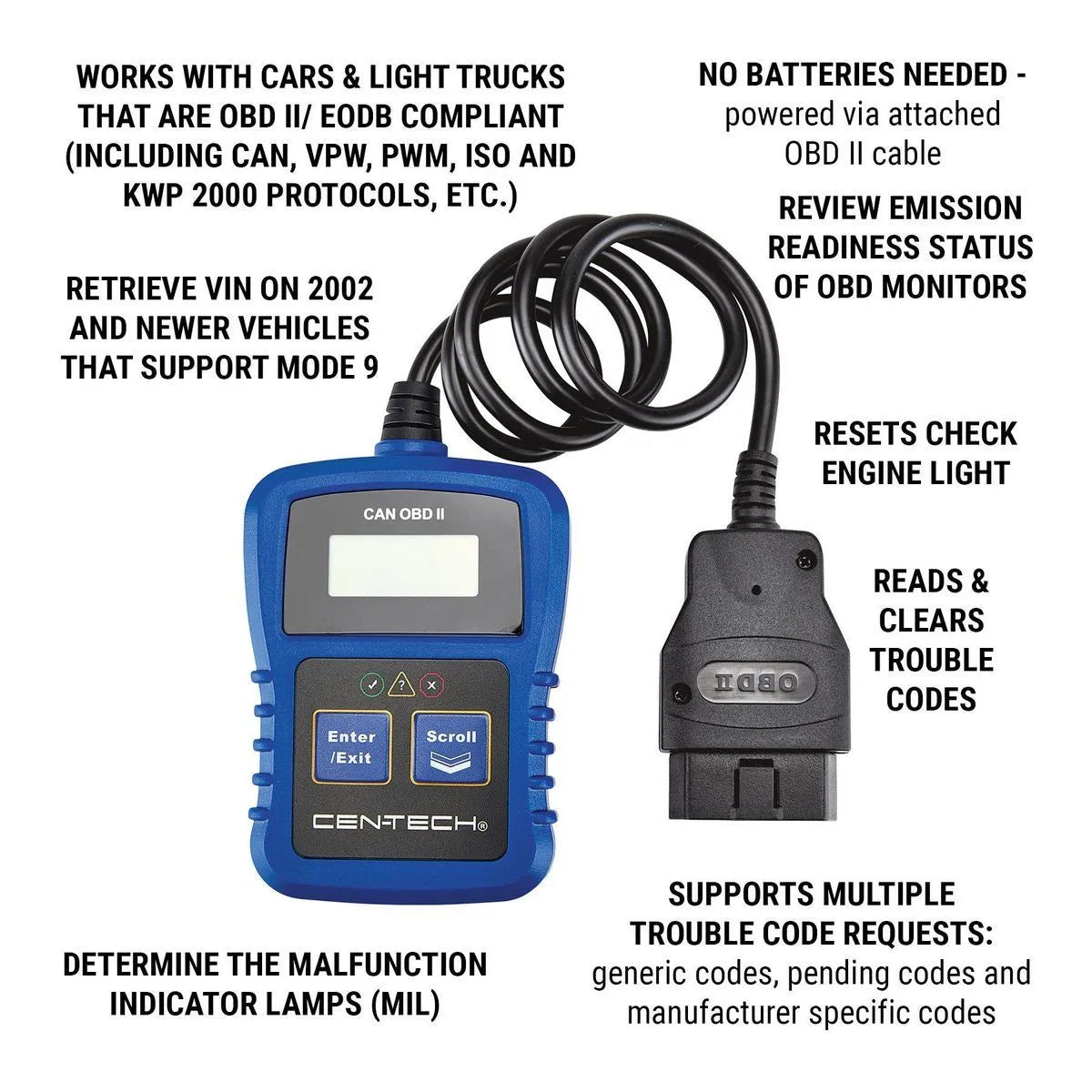 Scanner Automotriz OBD2 Cen-Tech