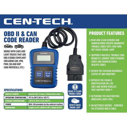 Scanner Automotriz OBD2 Cen-Tech
