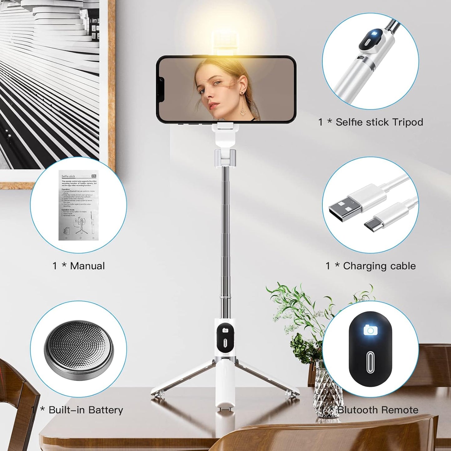 Tripie Selfie Stick Bluetooth Extensible 100cm P60D - Stand