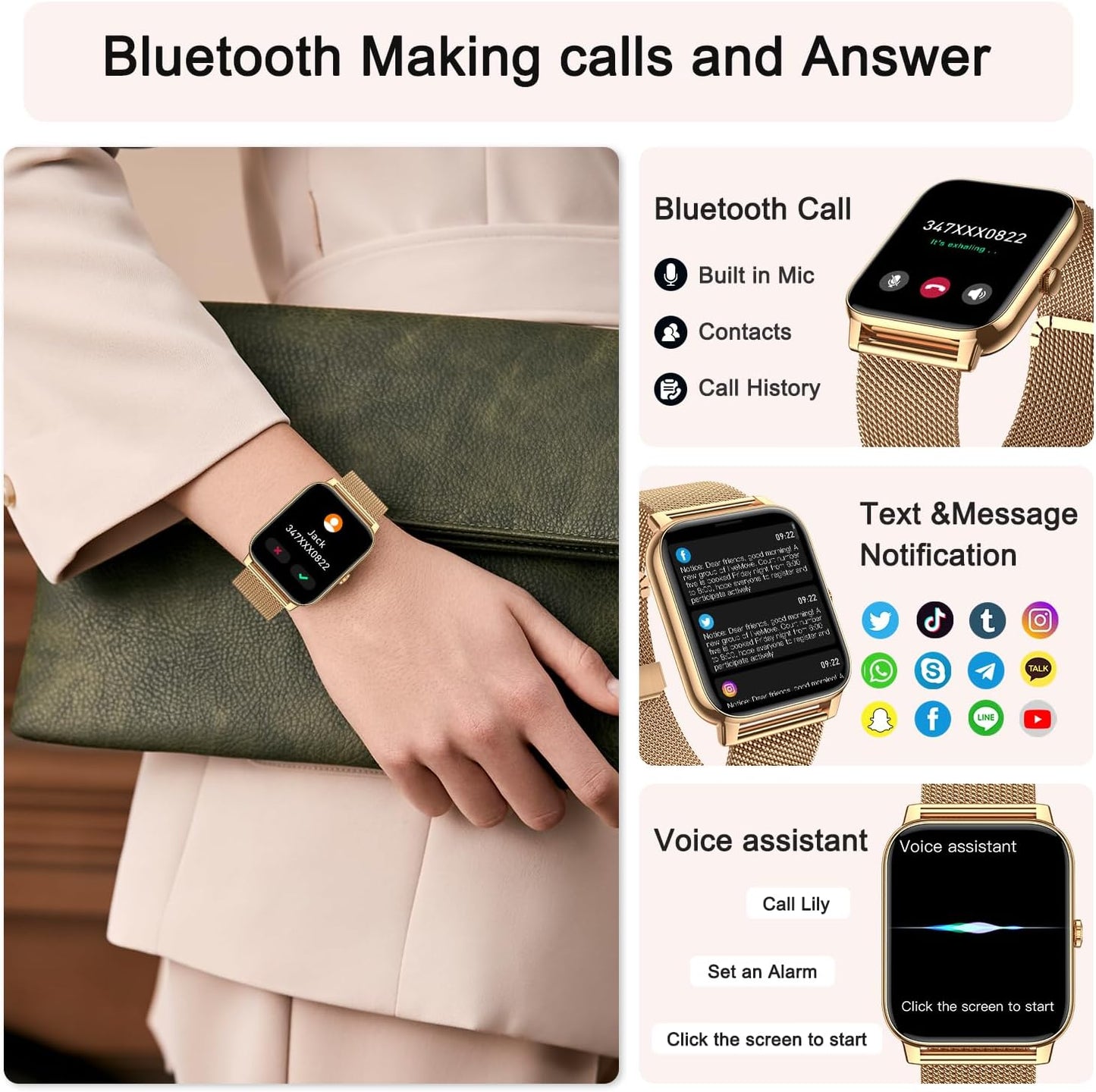 Smartwatch 1.85" Llamadas IP68 112 Deportes P90 - Boquaw