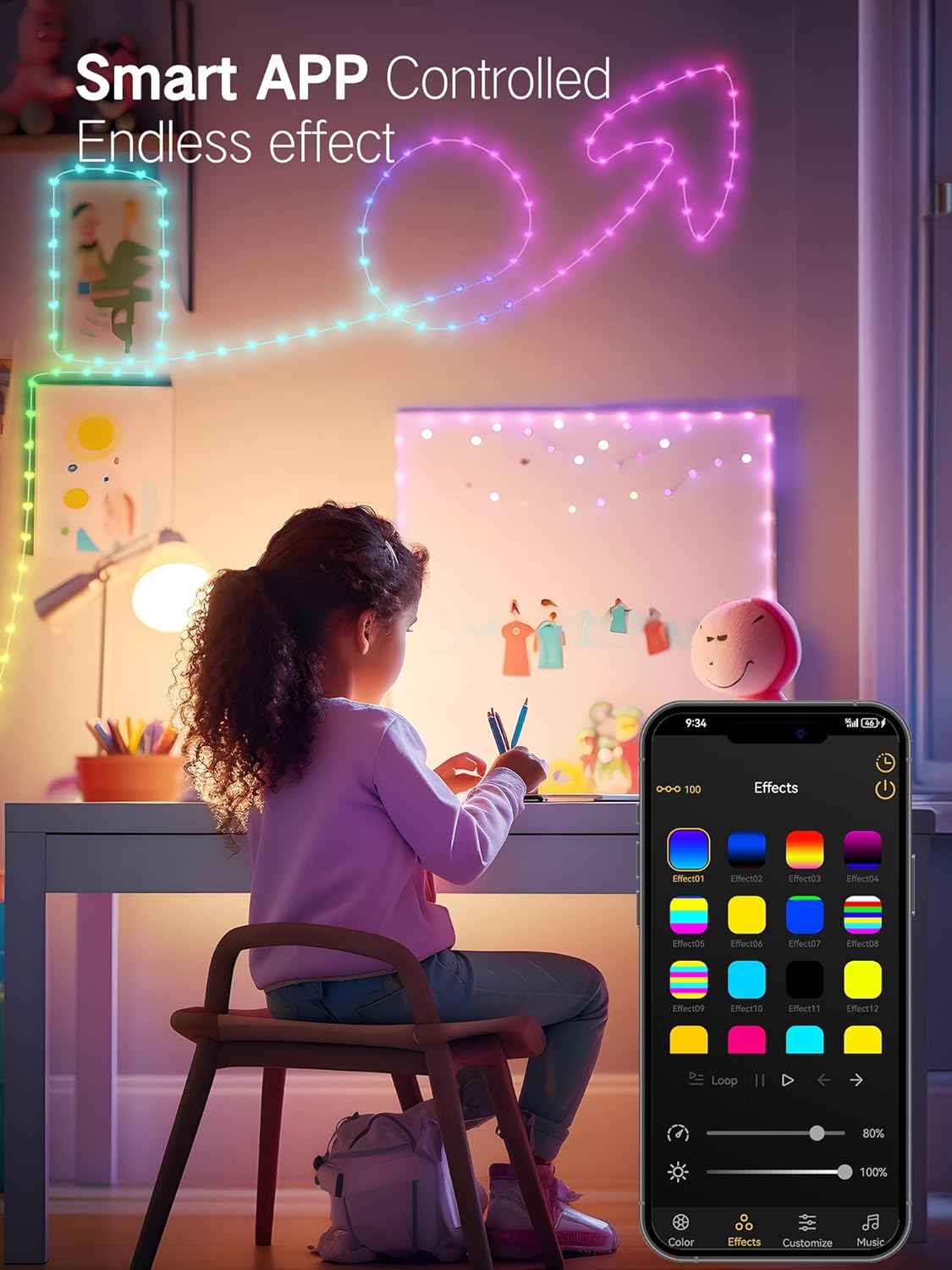 Luces LED Corazón RGB 100 LEDs App USB – Brizled