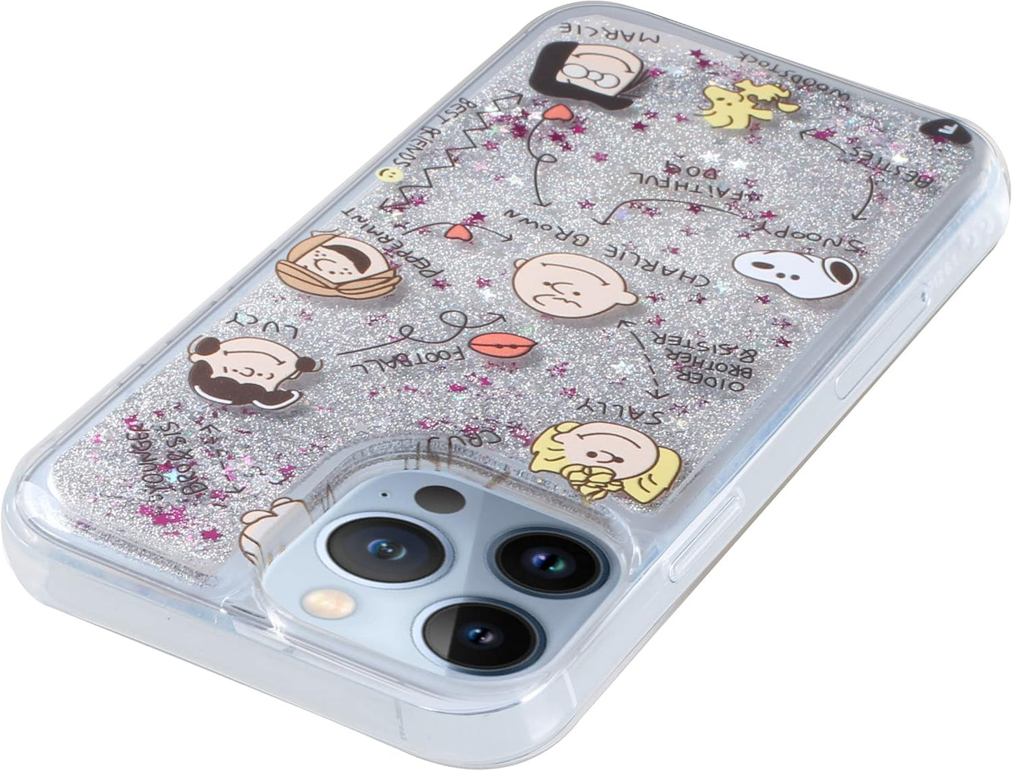 Funda iPhone 14 Snoopy Peanuts Brillantina Líquida Glitter