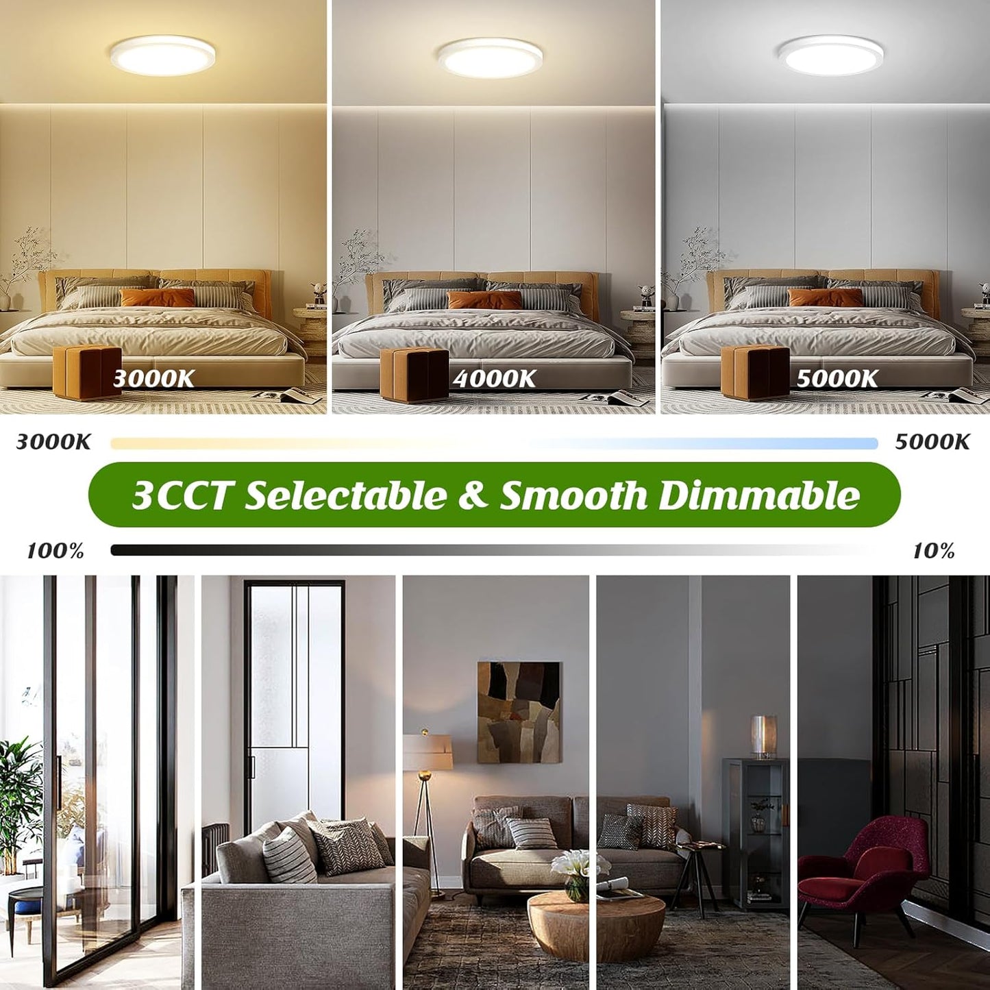 Lámpara LED Techo 7" 15W 3 Tonos Regulable – Brightever (2 Pzas)