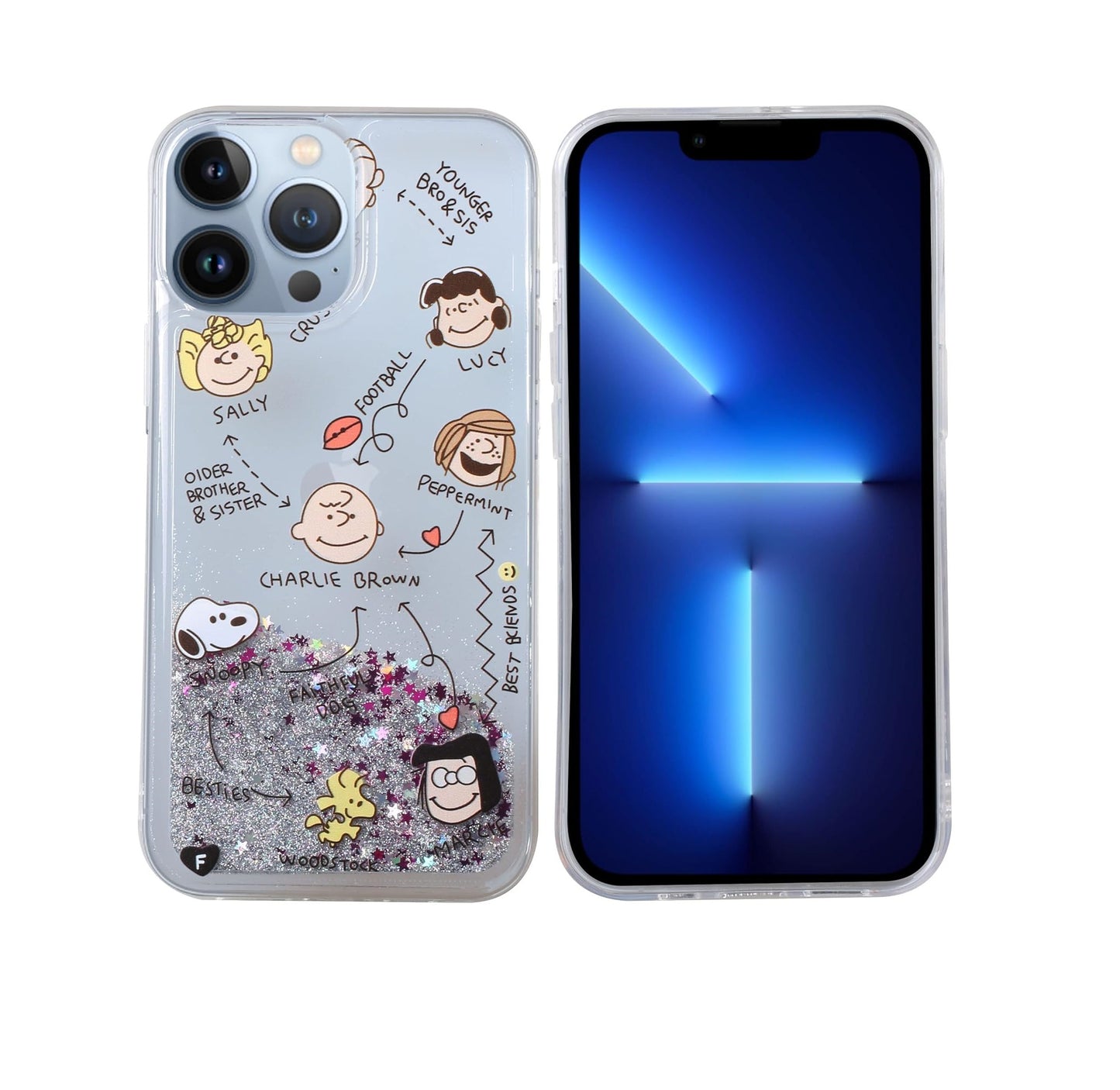 Funda iPhone 14 Snoopy Peanuts Brillantina Líquida Glitter
