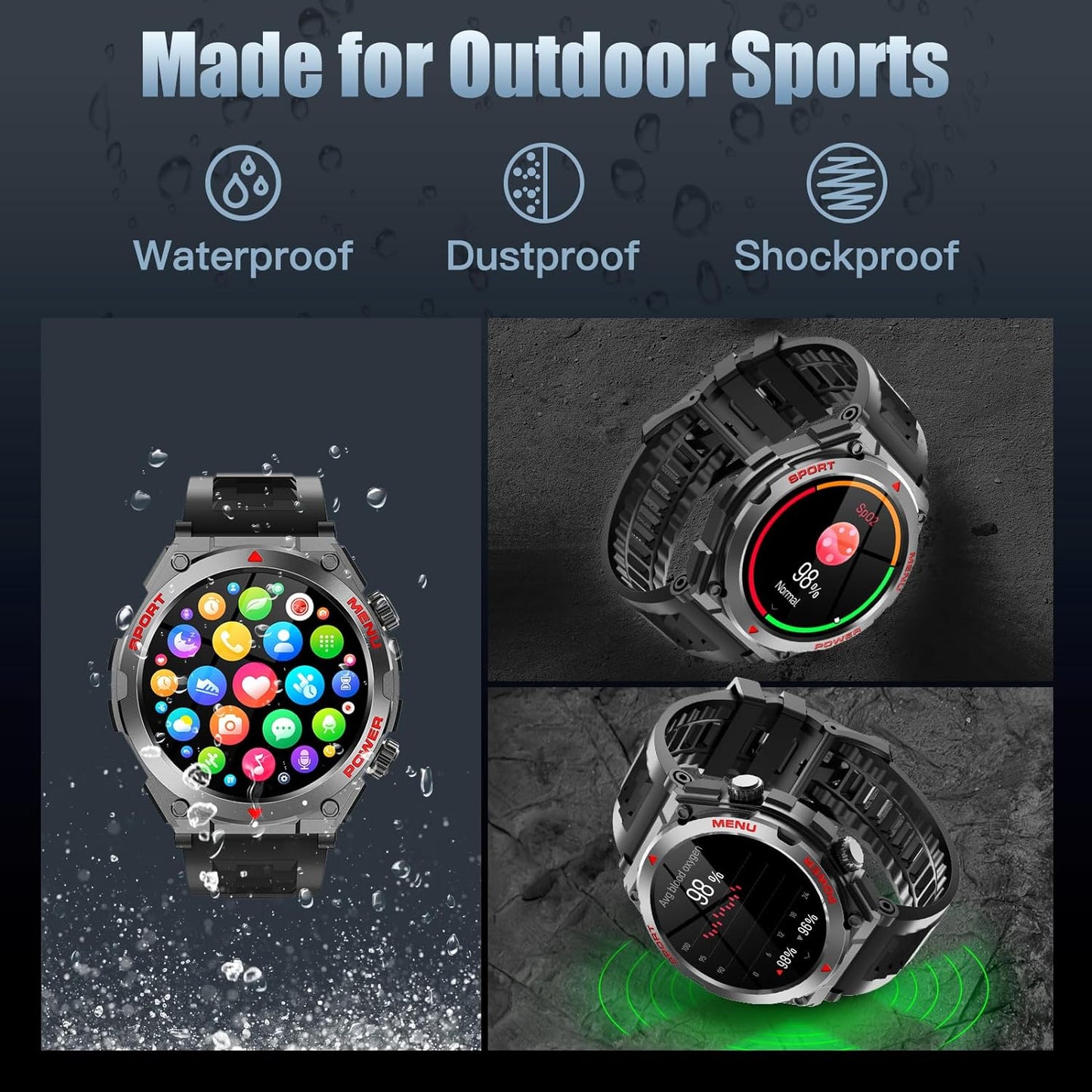 Smartwatch Militar 1.52" Llamadas IP68 S66 - Fitness Tracker