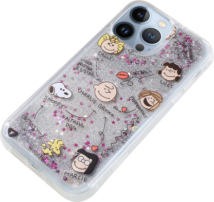 Funda iPhone 14 Snoopy Peanuts Brillantina Líquida Glitter
