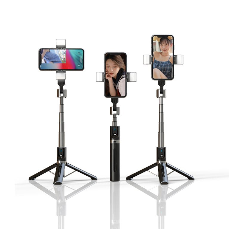 Selfie Stick Tripié con Luz 1.14 m Dual Bluetooth P96D-2  Firm & Steady
