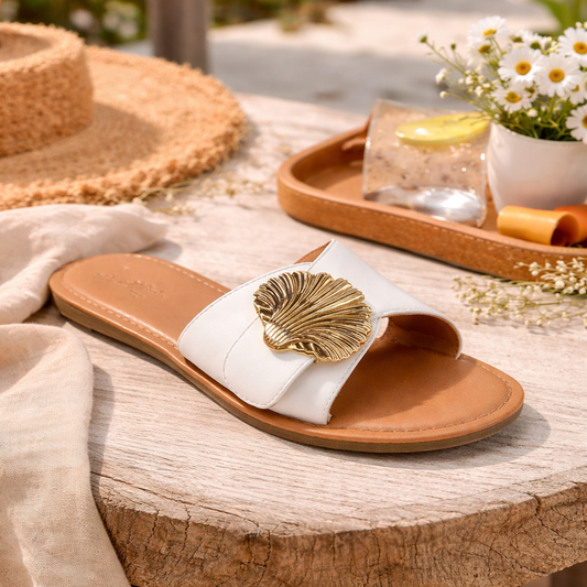 Sandalias Mujer Nesryn Raffia Concha Slide – Universal Thread 25mx