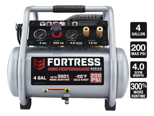 Compresor De Aire Sin Aceite De 4 Galones Y 200 PSI Fortress