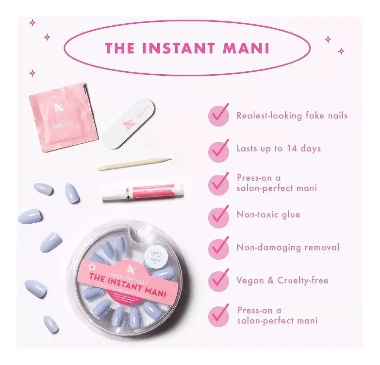 Kit Uñas Postizas Gel Fake Nails Round Pegamento 42 Pcs