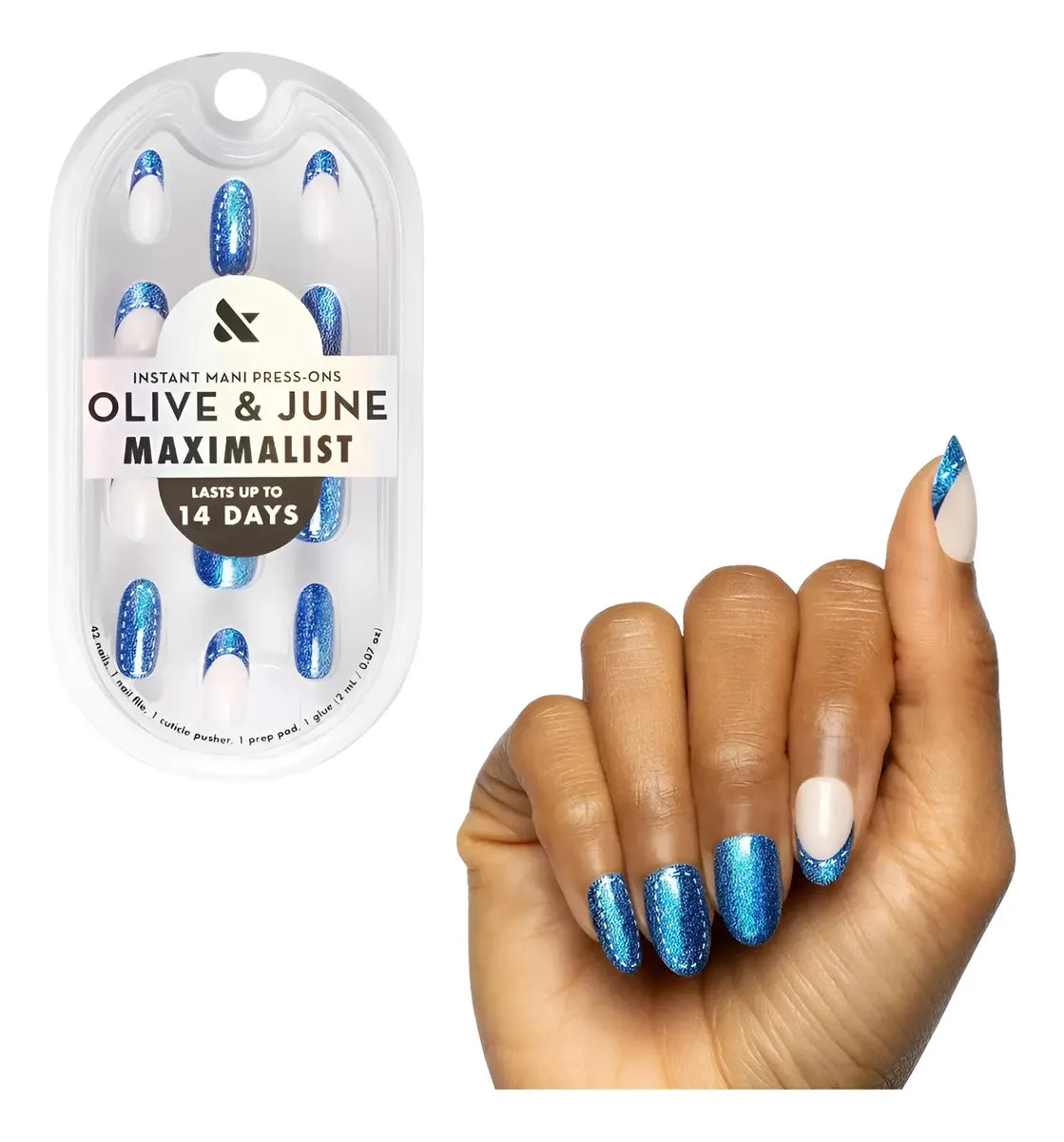 Kit Uñas Postizas Gel Fake Nails Round Pegamento 42 Pcs