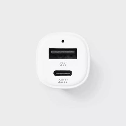 Cargador Rápido Para Auto 25W USB + USB-C - dealworthy