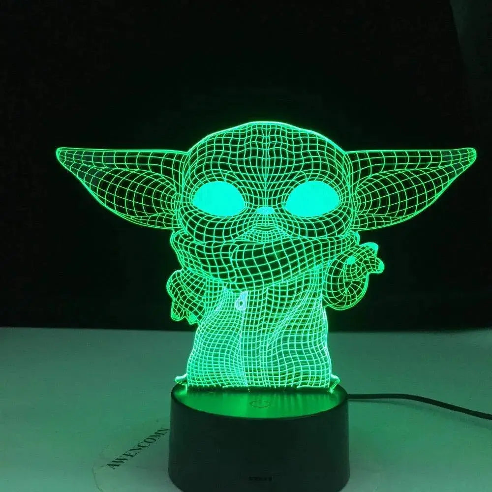 Lámpara Nocturna 3d Baby Yoda Led Multicolor Usb