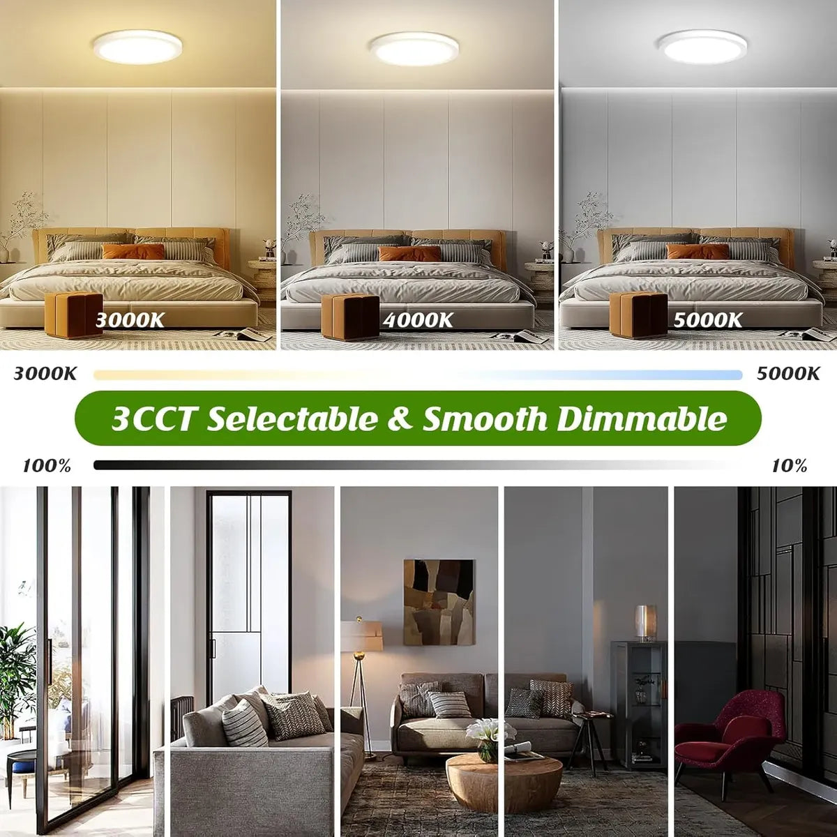 Lámpara LED Techo 7" 15W 3 Tonos Regulable 2 Pzas - Brightever