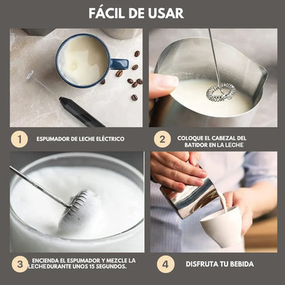 Espumador Eléctrico Ms Café Y Leche De Mano Negro Portátil