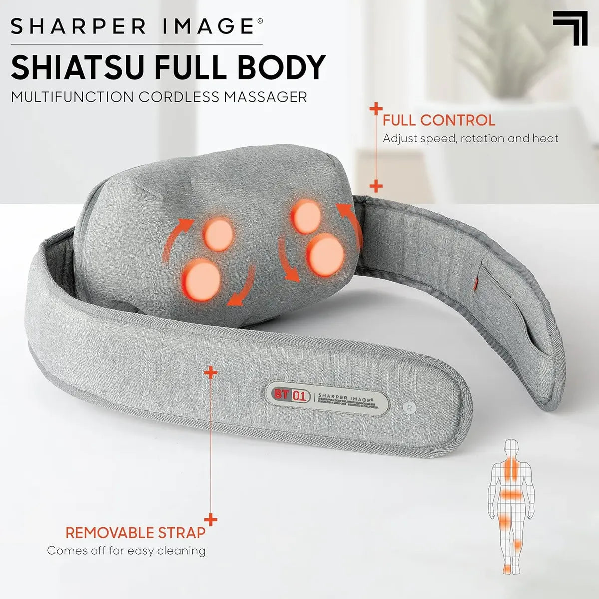 Masajeador Shiatsu Inalámbrico Full Body - Sharper Image