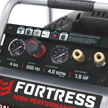 Compresor De Aire Sin Aceite De 4 Galones Y 200 PSI Fortress