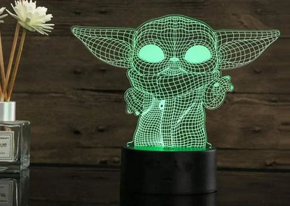 Lámpara Nocturna 3d Baby Yoda Led Multicolor Usb