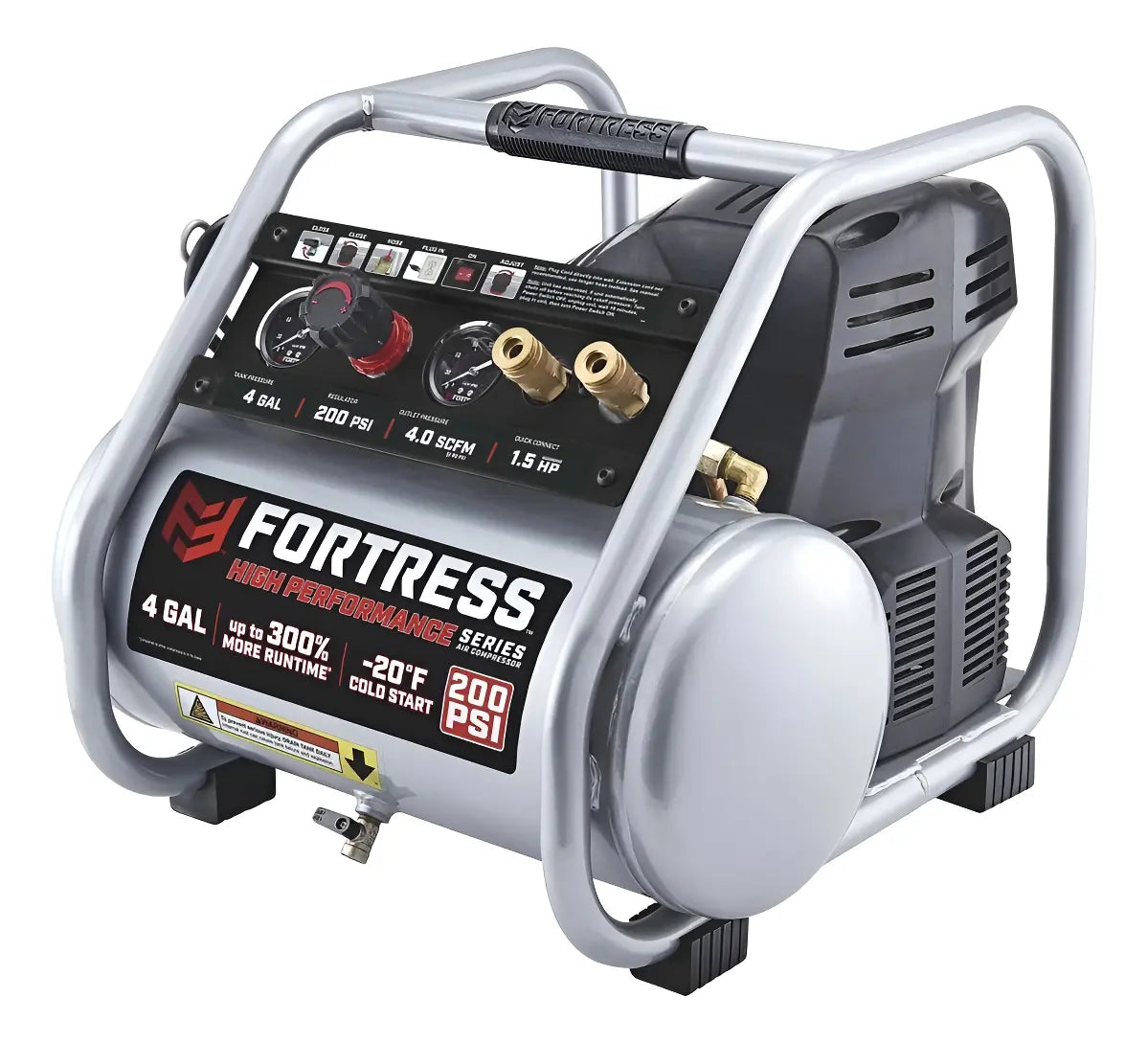 Compresor De Aire Sin Aceite De 4 Galones Y 200 PSI Fortress