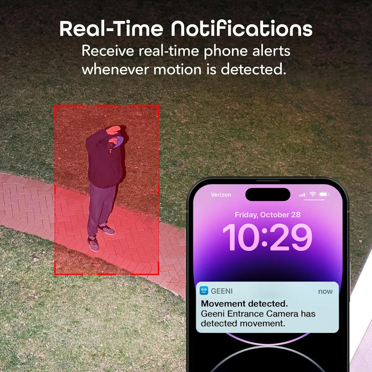 Geeni Cámara Inteligente Con Reflector 1080p HD Sensor Movimiento WiFi Exterior