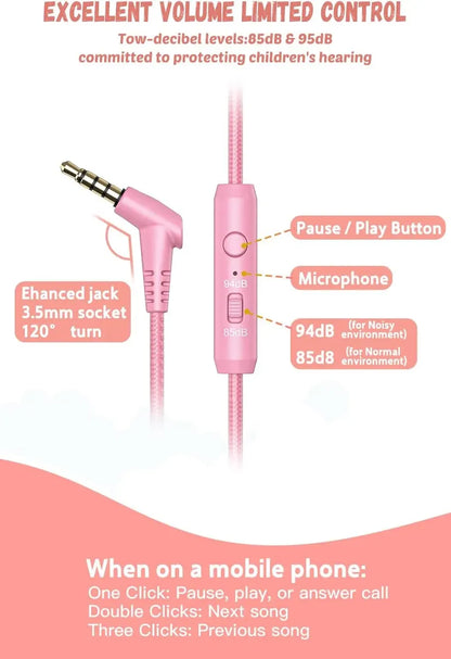 Audífonos Infantiles Alámbricos 3.5 Fresas Con Micrófono New Bee KH20