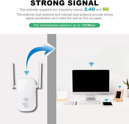 Repetidor WiFi 1200Mbps Banda Dual 5GHz y 2.4GHz