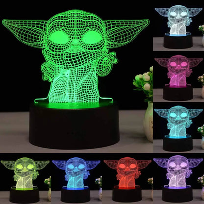Lámpara Nocturna 3d Baby Yoda Led Multicolor Usb