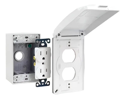 Cubierta Metálica 1-Gang 24 En 1 Blanca Exterior Weatherproof - Commercial Electric