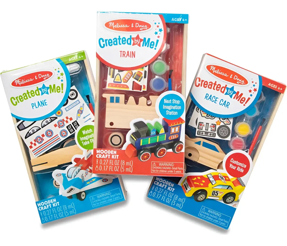Kit 3 Pack Melissa & Doug DYO Carro Avión Tren Madera