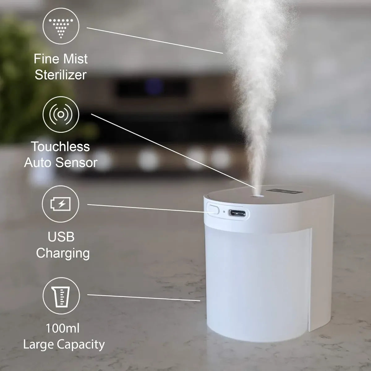 Dispensador Automático De Alcohol Sin Contacto 100ml USB