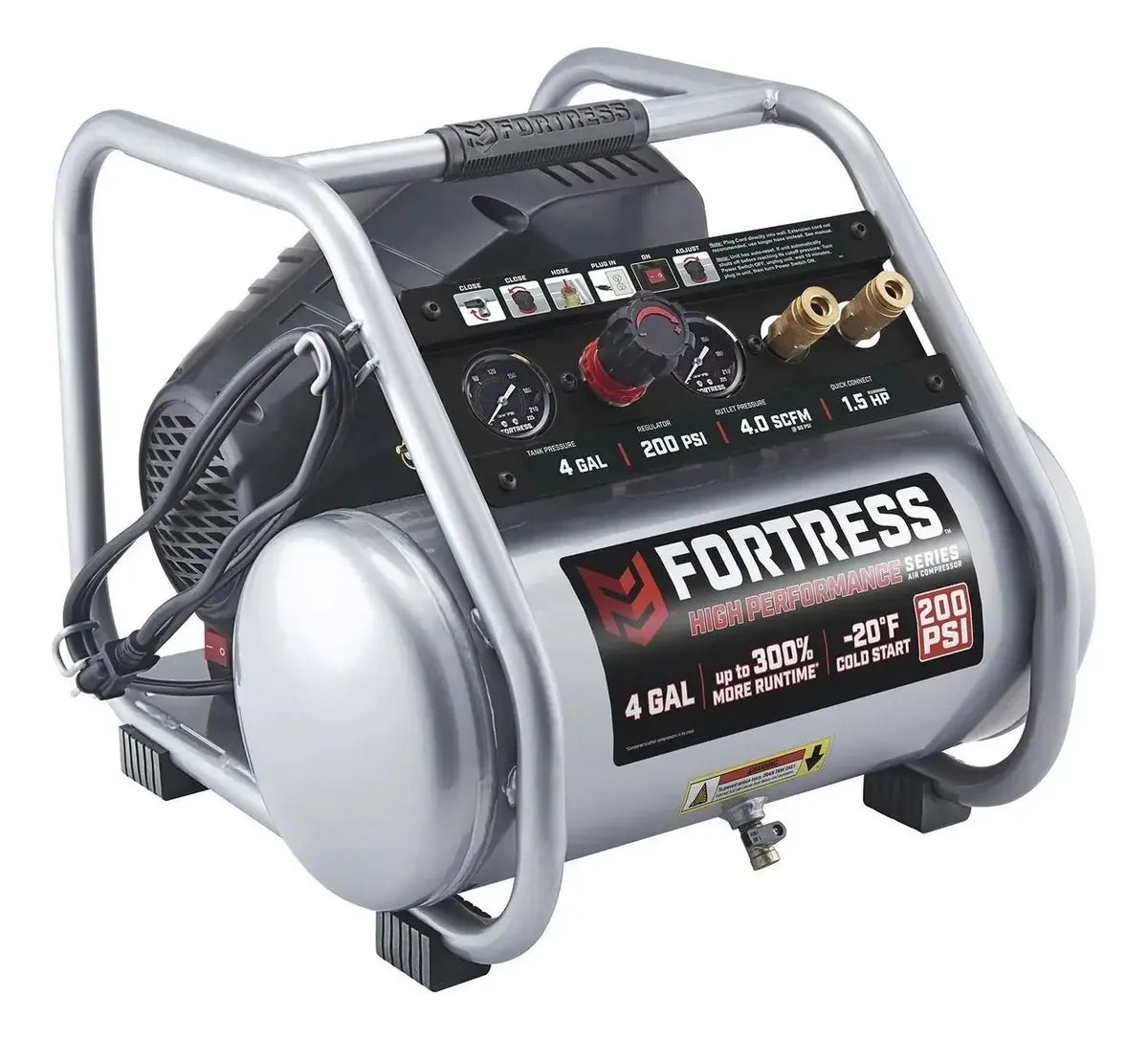 Compresor De Aire Sin Aceite De 4 Galones Y 200 PSI Fortress