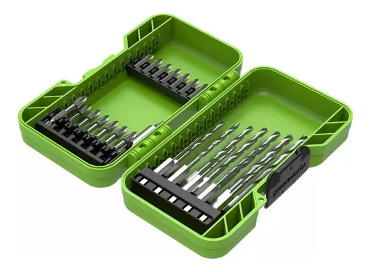 Kit 28 Pzas Brocas y Puntas Multi-Material con Estuche - Greenworks