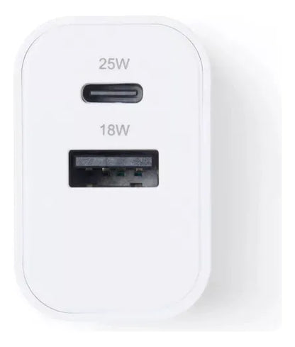 Cargador Rápido Pared 25W USB-A USB-C - dealworthy