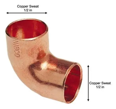 Codo De Cobre 90° Wrot 1/2 Pulg. x 1/2 Pulg. Pack 50 Pzas